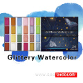Semi-dry metallic glitter/basic solid Watercolor Set
